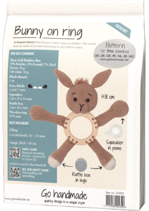 Bunny on ring - Brown H18 cm