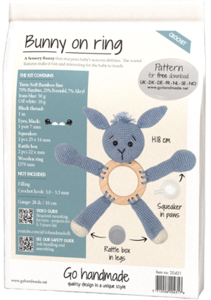 Bunny on ring - Jeans blue H18 cm