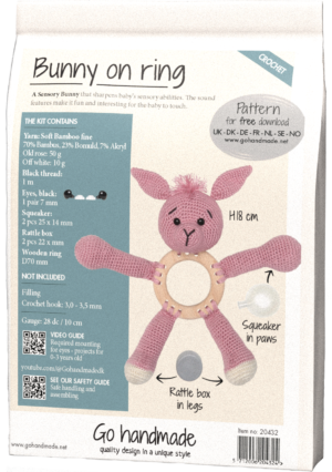 Bunny on ring - Old rose H18 cm