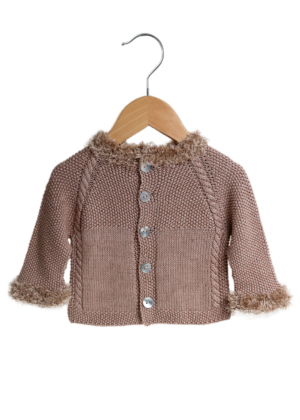 Cardigan Fur Moss Stitch (3months. – 6months.)