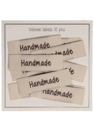 Woven labels, one sided- beige - 50 mm x 15 mm - 10 pcs - "handmade"