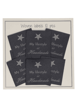 Wowen labels - 33 x 30 mm - 'My lifestyle is handmade' - grey - 10 pcs.