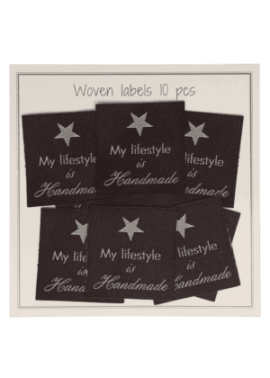 Wowen labels - 33 x 30 mm - 'My lifestyle is handmade' - brown- 10 pcs.