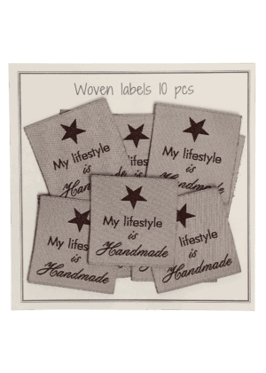 Wowen labels - 33 x 30 mm - 'My lifestyle is handmade' - beige - 10 pcs.