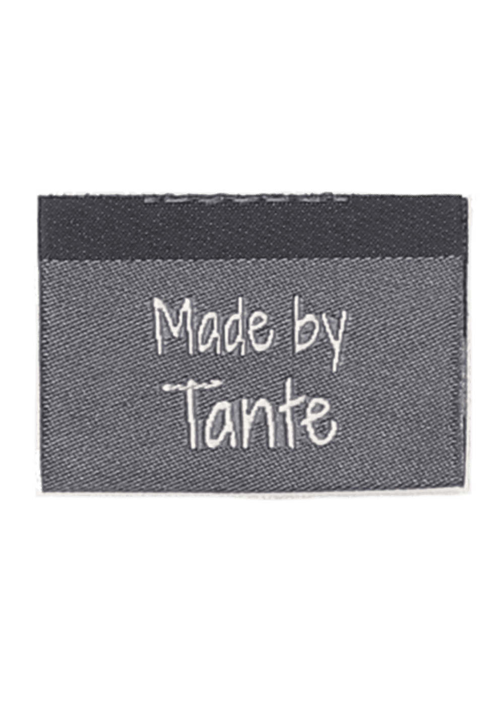 Woven labels, double sided - grey - folded 35 x 19 mm - 10 pcs. - "made by tante" – Image 2