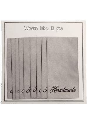 Vævede labels, enkeltsidet- beige - 60 mm x 32 mm - stk/10 - "handmade"