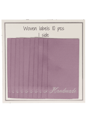 Vævede labels, enkeltsidet- rosa - 60 mm x 32 mm - stk/10 - "handmade"