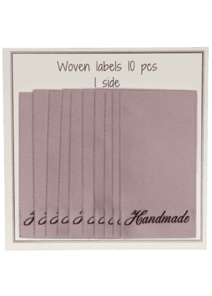 Vævede labels, enkeltsidet- nude - 60 mm x 32 mm - stk/10 - "handmade"