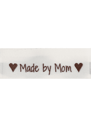 Woven labels, double sided - folded 50 x 11,5 mm - 10 pcs - "Made by Mom"