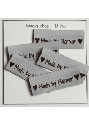 Woven labels, double sided - Sky Blue - folded - 50 x 11,5 mm -  pcs/10 - "Made by Mormor"