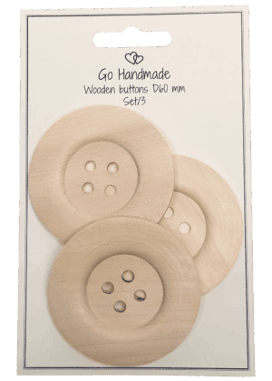 Wooden buttons - D60 mm - 3 pcs