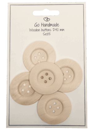 Wooden buttons - D40 mm - 5 pcs