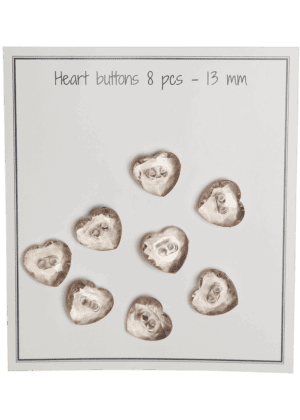 Heart buttons - 13 mm - 8 pcs. - Mushroom