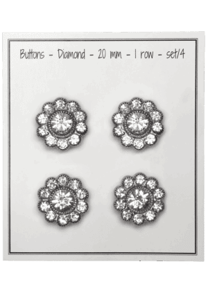 Diamond button - 1 row - set/4 - Silver
