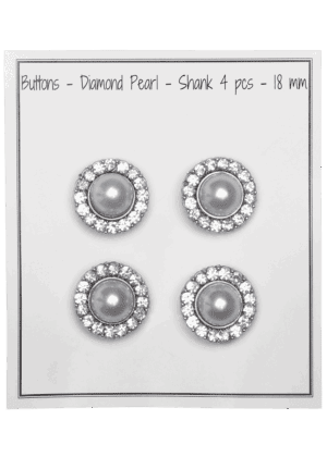 Diamond Pearl buttons - Shank - 18 mm - set/4
