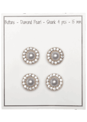 Diamond Pearl buttons - Shank - 15 mm - set/4
