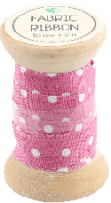 FABRIC RIBBON - PINK WITH DOT - 10 MM X 2 M