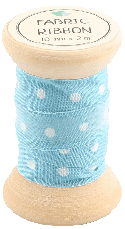 FABRIC RIBBON - BLUE WITH DOT - 10 MM X 2 M