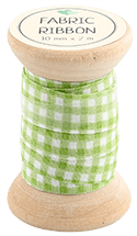 FABRIC RIBBON - GREEN WITH CHECK - 10 MM X 2 M