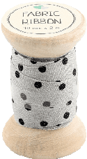 FABRIC RIBBON - WHITE WITH DOT - 10 MM X 2 M