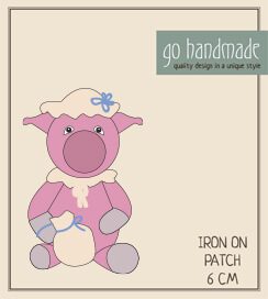 PIG, HILLARY - IRON ON PATCH - 6 CM