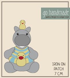 HIPPO, HELMUT - IRON ON PATCH - 7 CM
