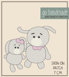RABBITS, LAURA & ANDY - IRON ON PATCH - 7 CM