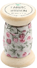 FABRIC RIBBON - ROSE ON BEIGE (10 pcs.)