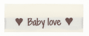 Woven labels, double sided - folded 50 x 11,5 mm - 10 pcs. - "baby love"