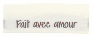 Woven labels, double sided - folded 50 x 11,5 mm - 10 pcs. - "Fait avec amour"