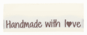 Woven labels, double sided - folded 50 x 11,5 mm - 10 pcs. - "handmade with love"