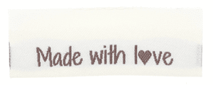 Woven labels, double sided - folded 50 x 11,5 mm - 10 pcs made with love