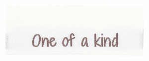 Woven labels, double sided - folded 50 x 11,5 mm - 10 pcs. - "One of a kind"
