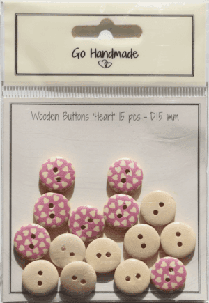 Heart design - 15mm - 15 pcs - Pink
