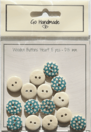 Heart design - 15mm - 15 pcs - Blue