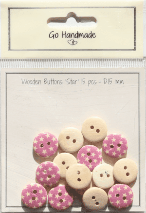 Star design - 15mm - 15 pcs - Pink